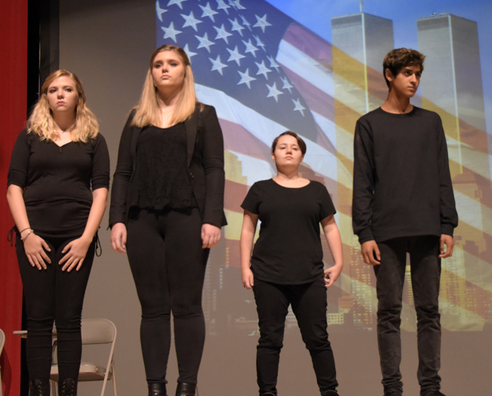 students on stage