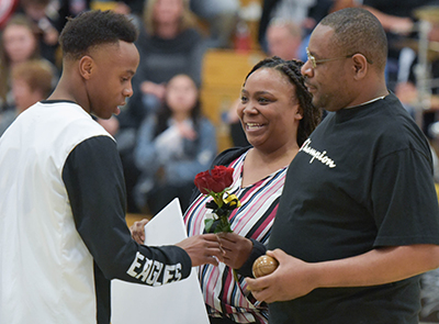 senior player with parents