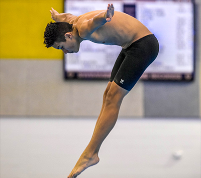 boy in air diving