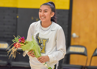 smiling girl with flowers