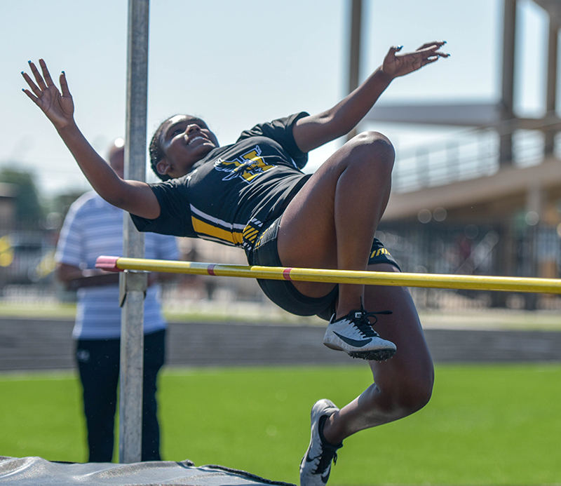 girl high jumping