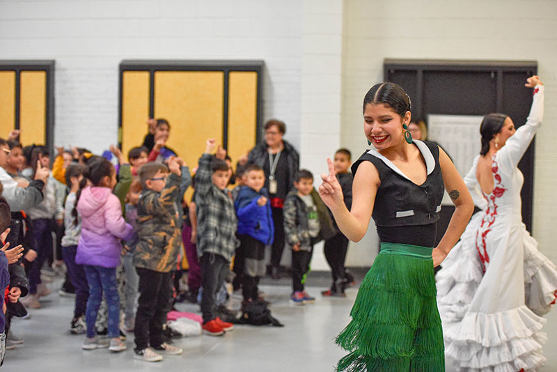 dancing with students