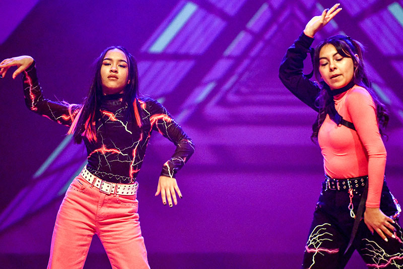 two girls dancing