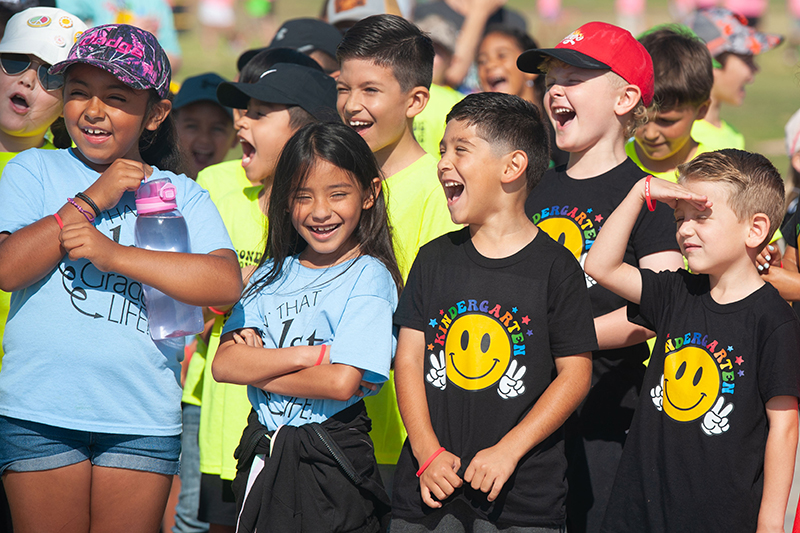 group of kids yelling