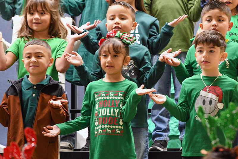 students singing