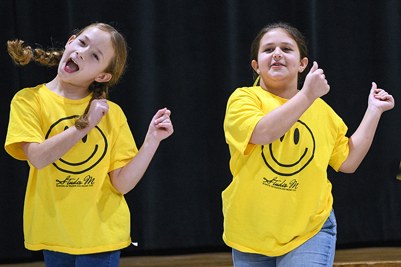 two girls dancing