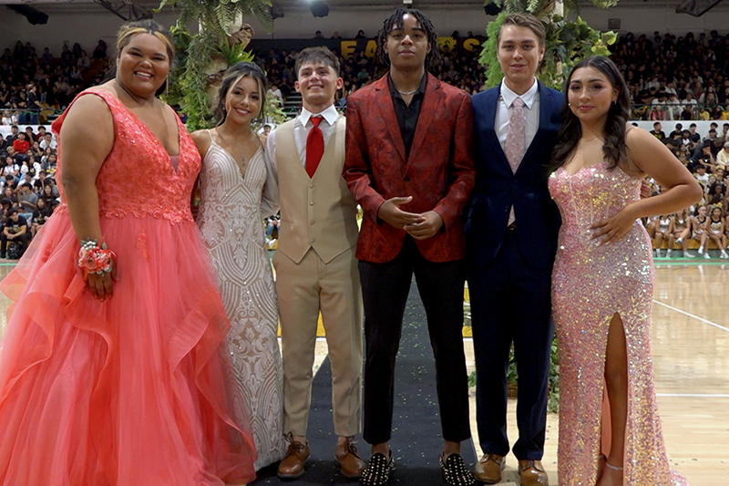 six students in formal wear