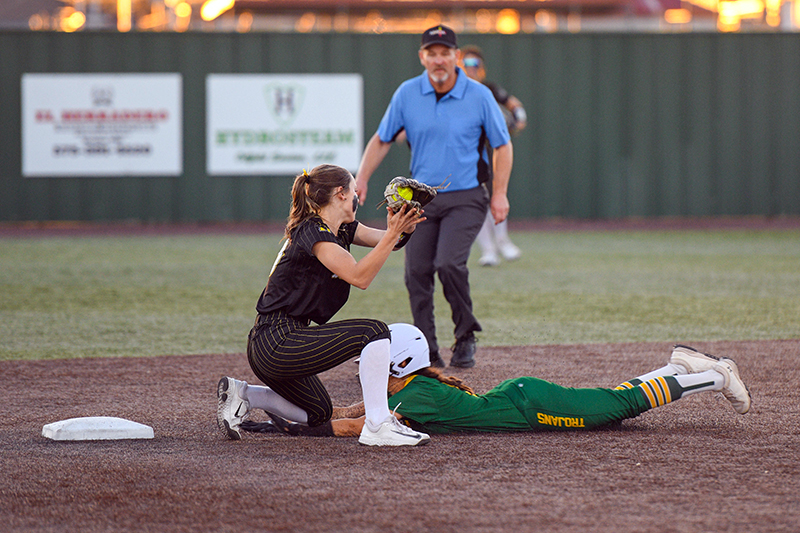 player out at second base