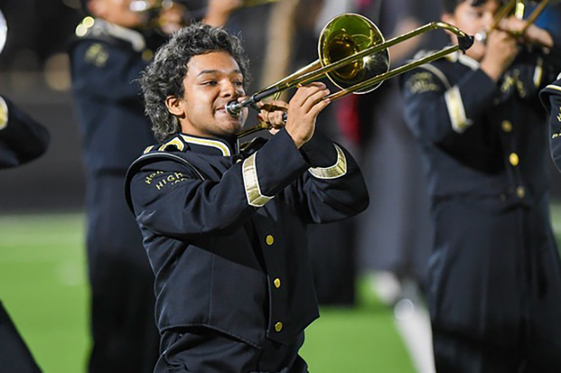 student playing trumpet