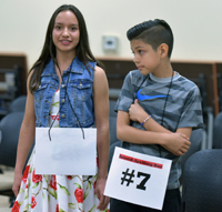 two students standing together